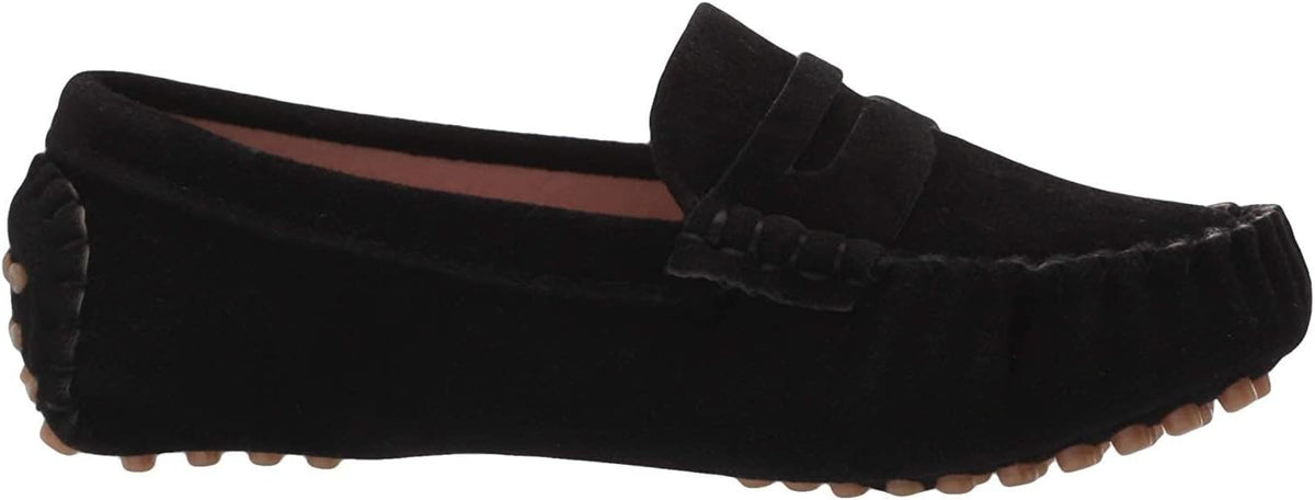 Battle Men Penny Loafers for Little Kids Square Moc Toe Stiching Slip on Faux Suede Flexiable Rubber Sole Flat Heel Toddler's Moccasins One Size Smaller