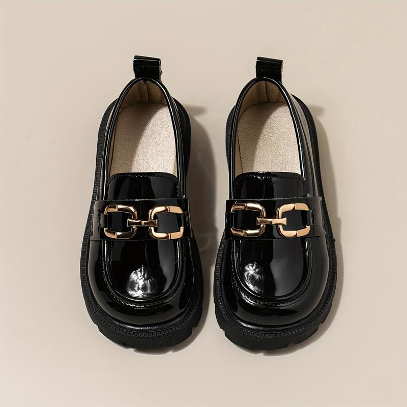 Youth Fashion Metal Buckle Casual Loafers - Comfortable Shoes for Boys and Girls Suitable for All Seasons