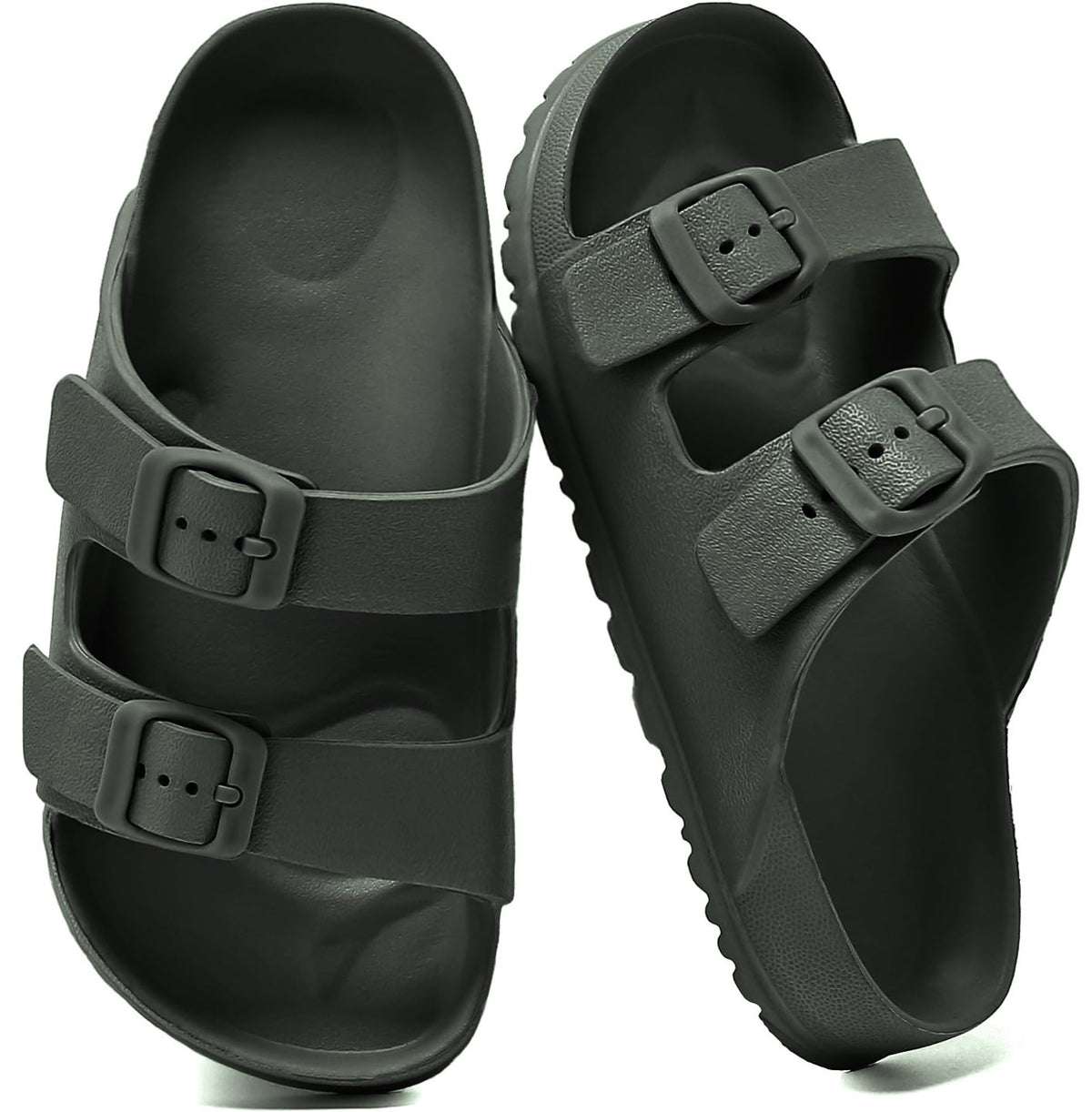 YUHITYGZGS Boys Slide Sandals for Kids – Double Buckle Adjustable Summer Sandals for Boys & Girls, Backless Comfort Shoes for Beach, Pool, Shower & Outdoor Play