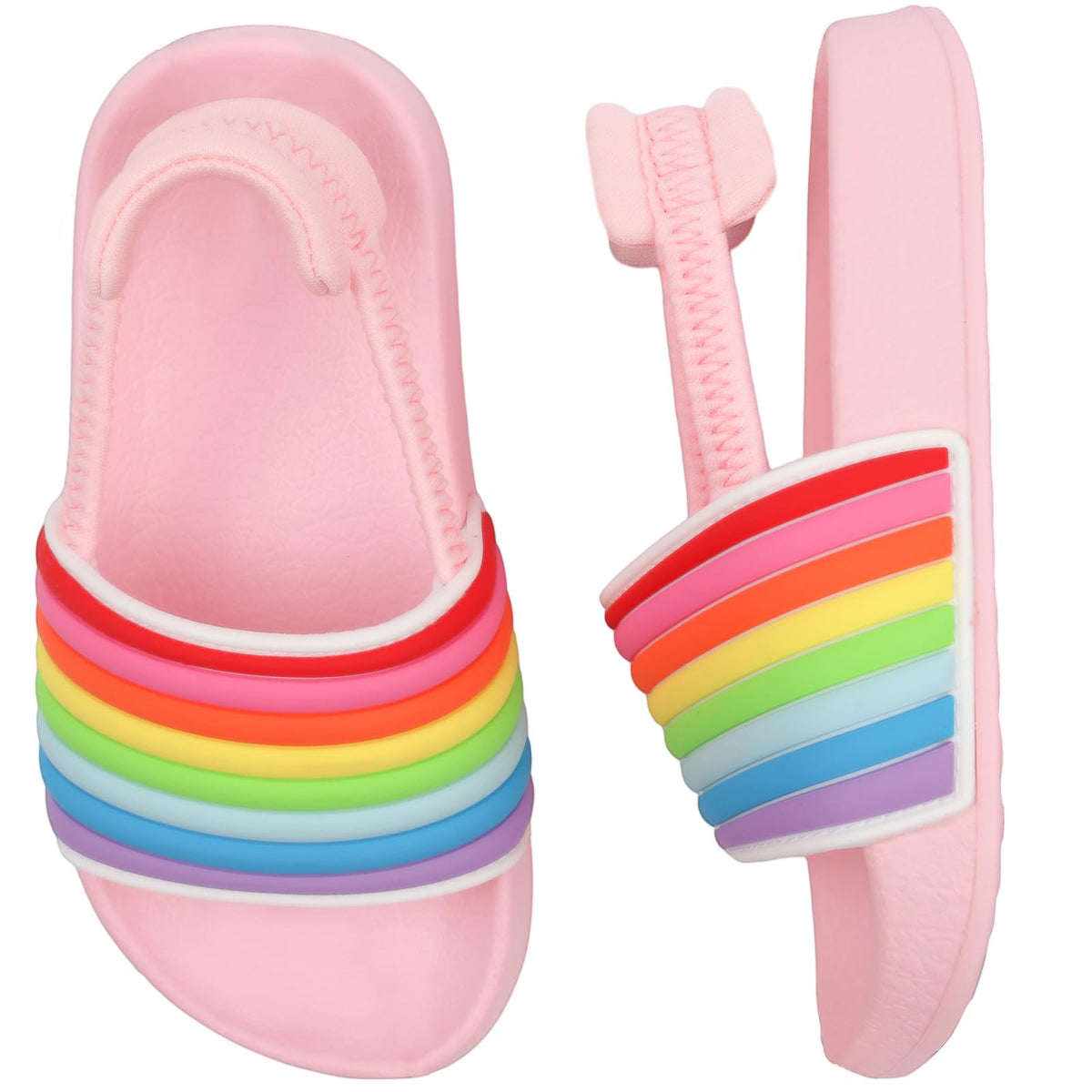 Kids Flip Flops Sandals Toddler Boys Girls Sequin Slides Shower Beach Pool Shoes Slip on Summer Slippers with Back Strap