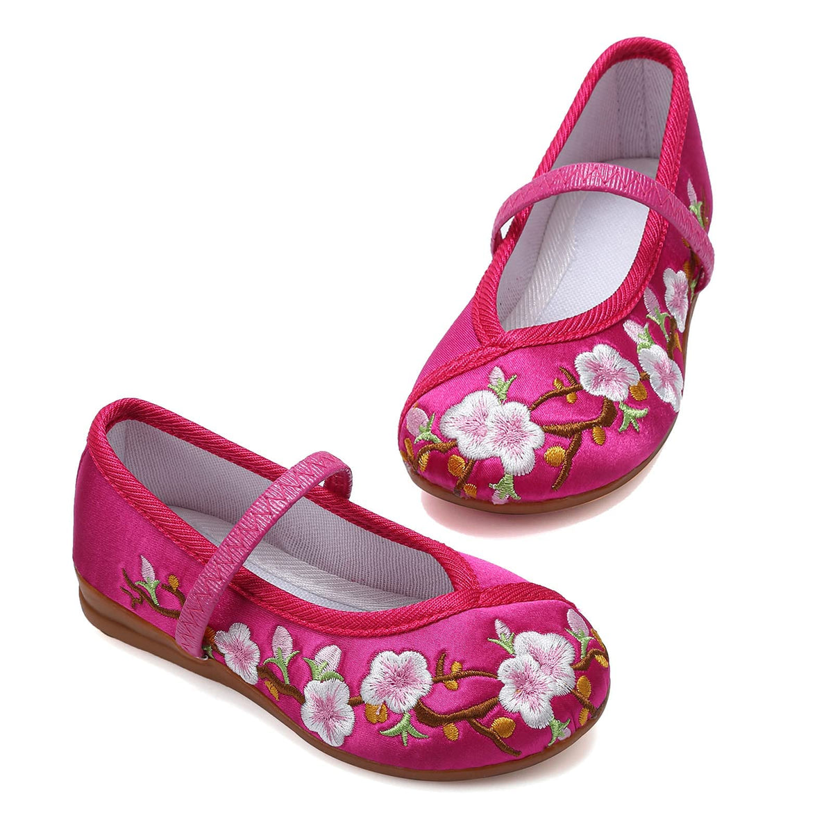 Mary-Jane Flats Shoes Girls Costume Cosplay Dress Up Shoes Floral Embroider