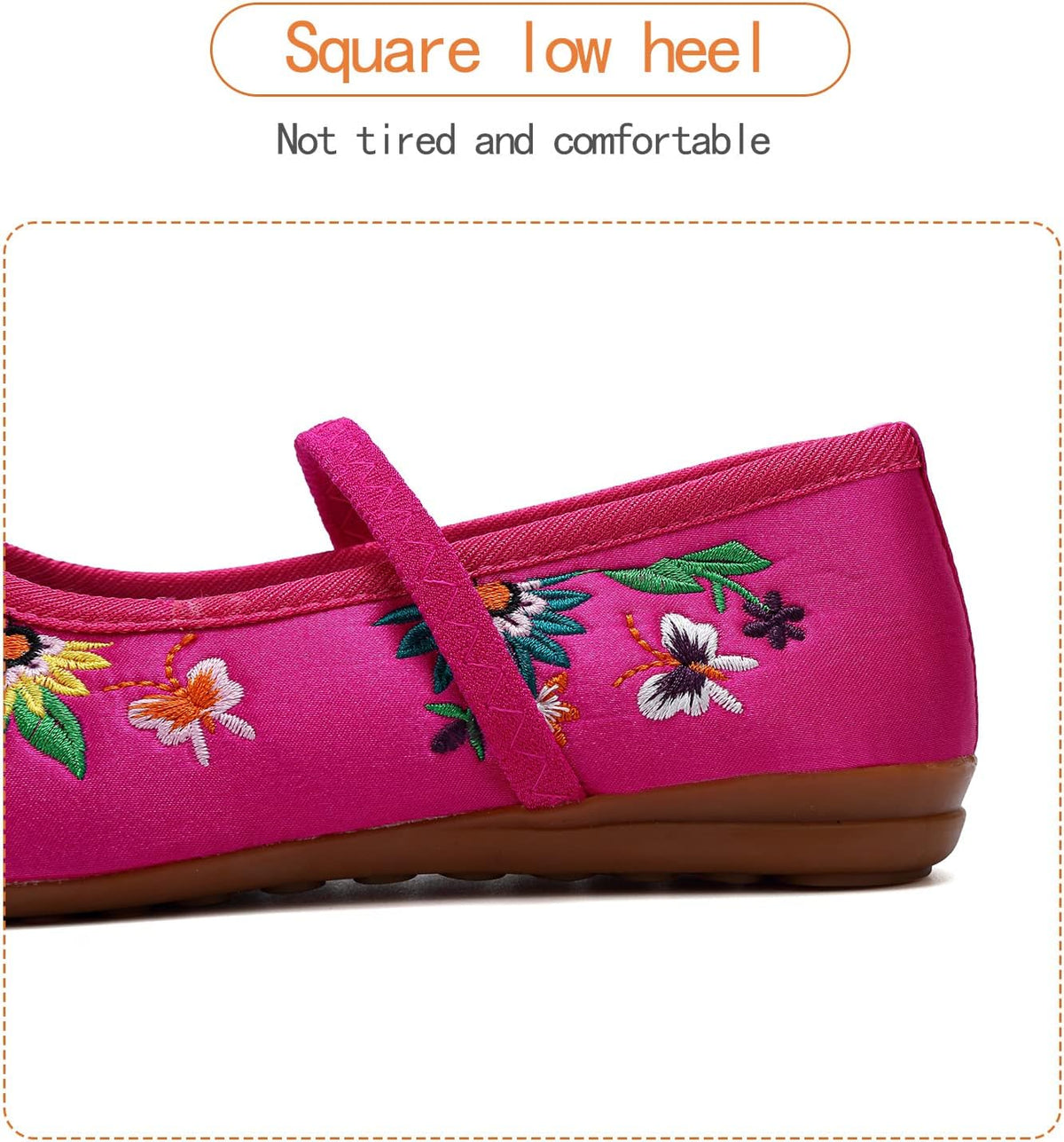 Mary-Jane Flats Shoes Girls Costume Cosplay Dress Up Shoes Floral Embroider