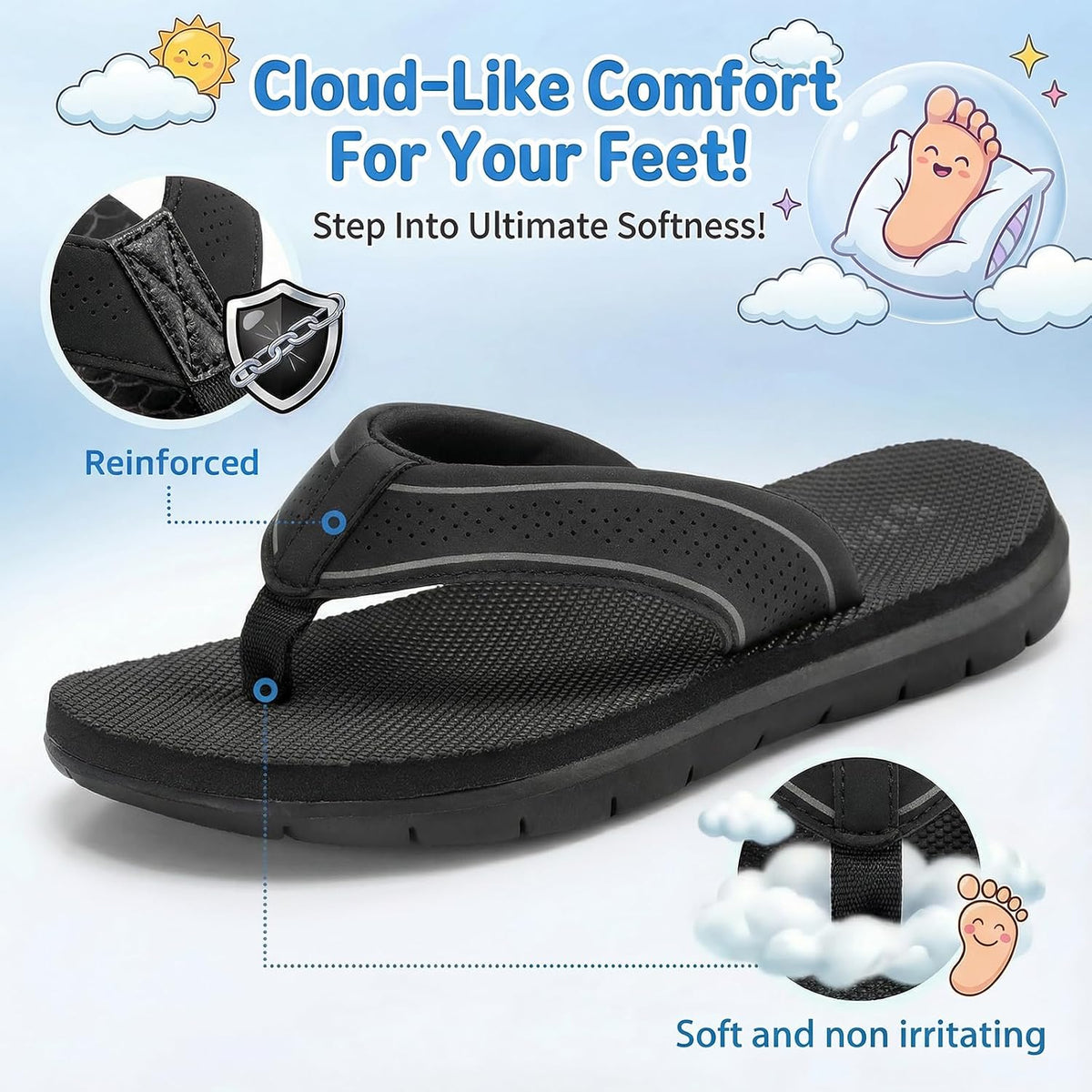 Kids Flip Flops Girls Boys Sandals Summer Beach Non Slip Outdoor & Intdoor