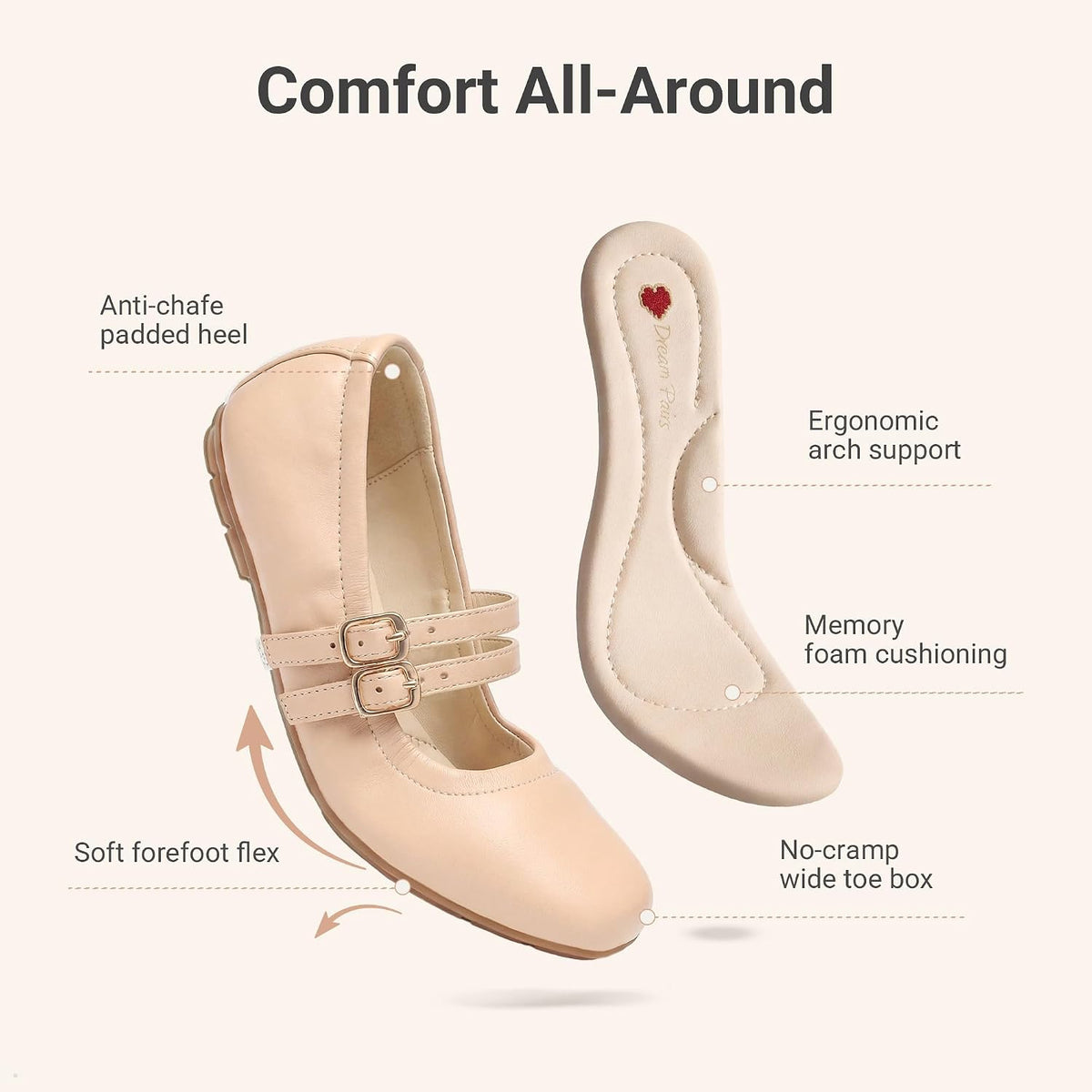 DREAM PAIRS Girls Ballet Flats Mary Jane Dress Shoes