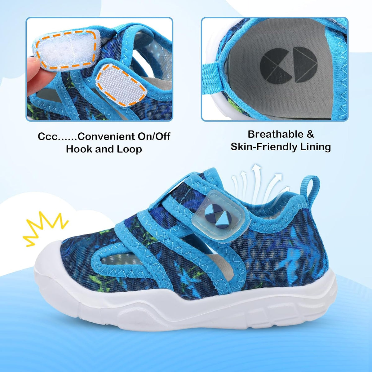 Centipede Demon Toddler Sandals for Boys Girls Kids Water Sandals Outdoor Breathable Aqua Shoes Summer Barefoot Shoes Lightweight Qucik Dry for Swim Pool Beach