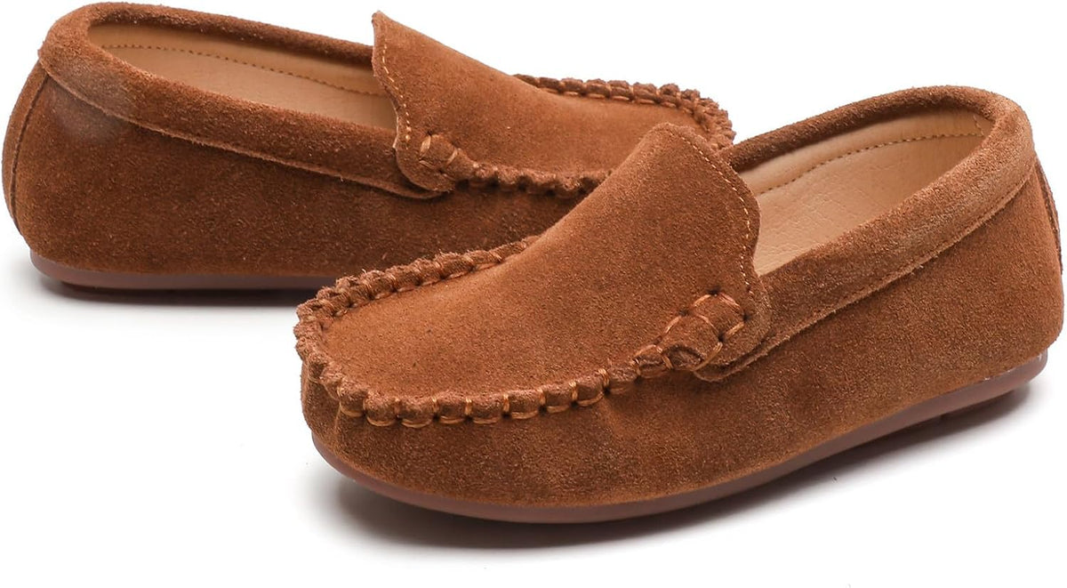 DADAWEN Toddler Little Kid Boys Girls Soft Suede Leather Slip On Flat Boat Dress Shoes Wedding Church Oxford Shoes Loafers