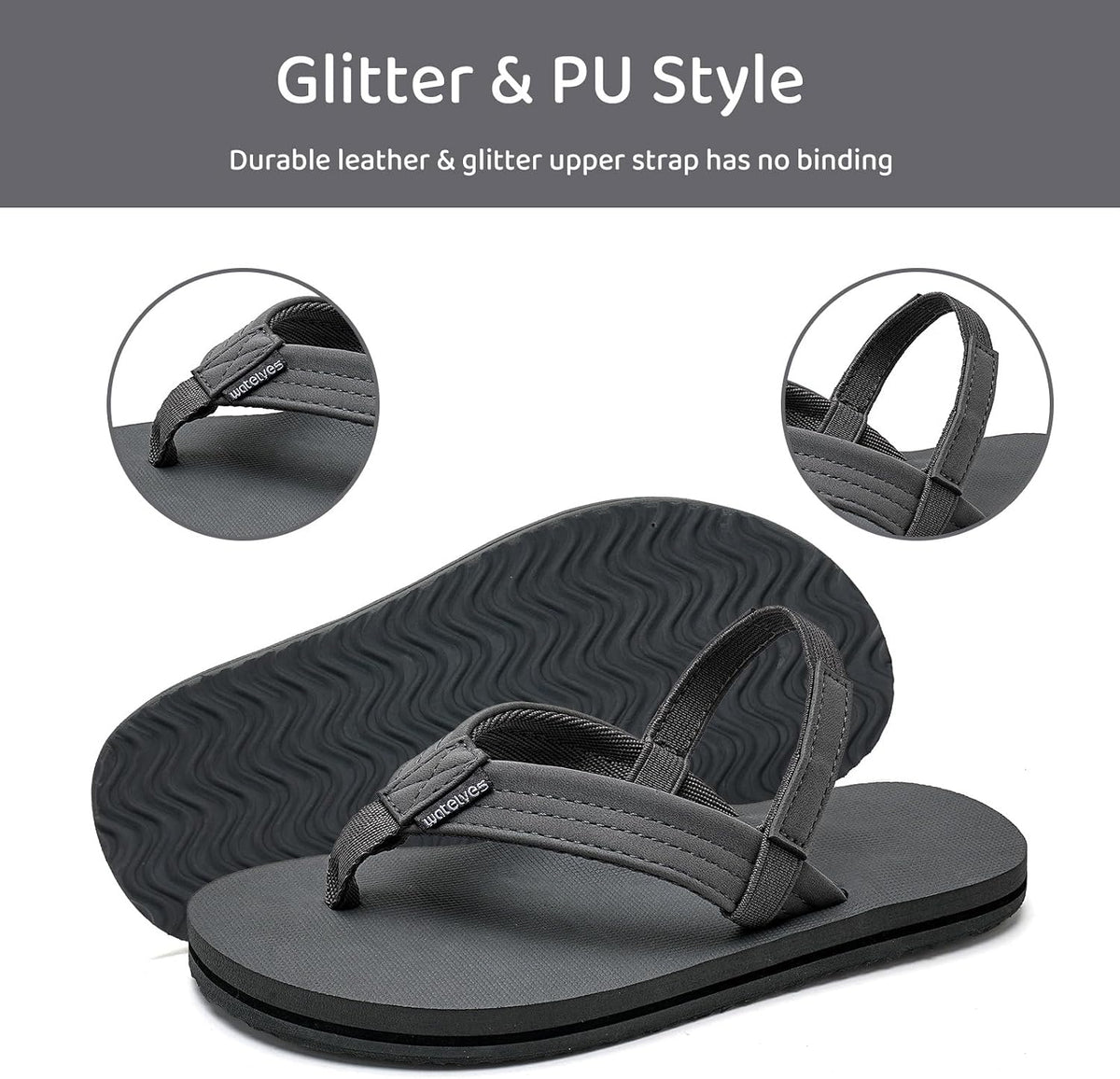 WateLves Toddler Flip Flops Girls Boys Sandals Shoes Kids Slip on Summer Sandals for Bath Shower Beach Pool (Toddler/Little Kid/Big Kid)