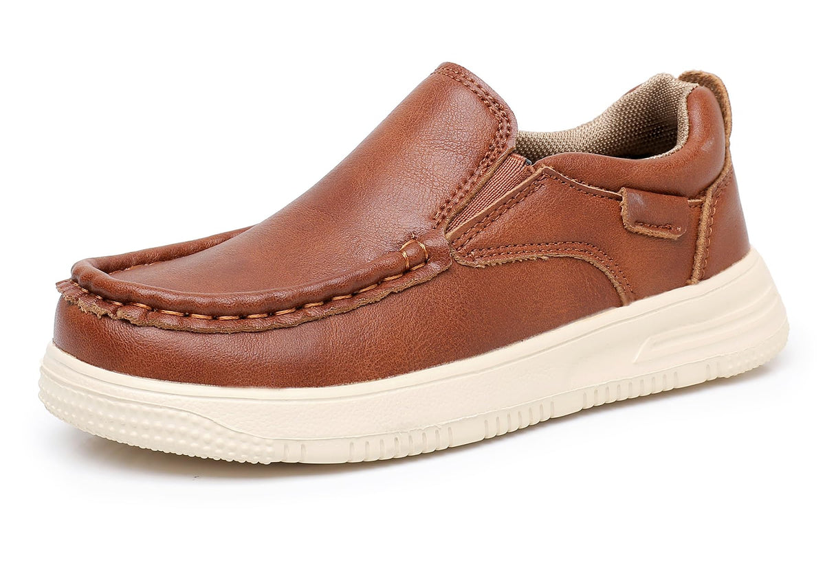 Apakowa Kids Boys Girls Loafers Slip-On Casual Walking Boat Dress Shoes