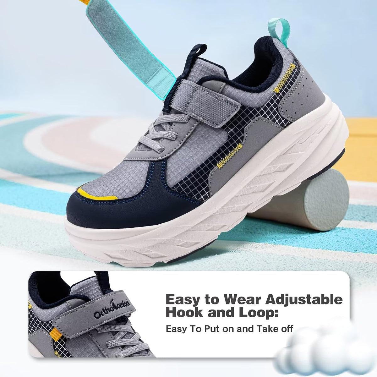 Boys Girls Kids Orthopedic Tennis Shoes: Wide Toe Box Comfortable Casual Arch Support Plantar Fasciitis Running Sneakers, Orthotic Athletic School Sport Walking Shoes for Foot and Pain Relief