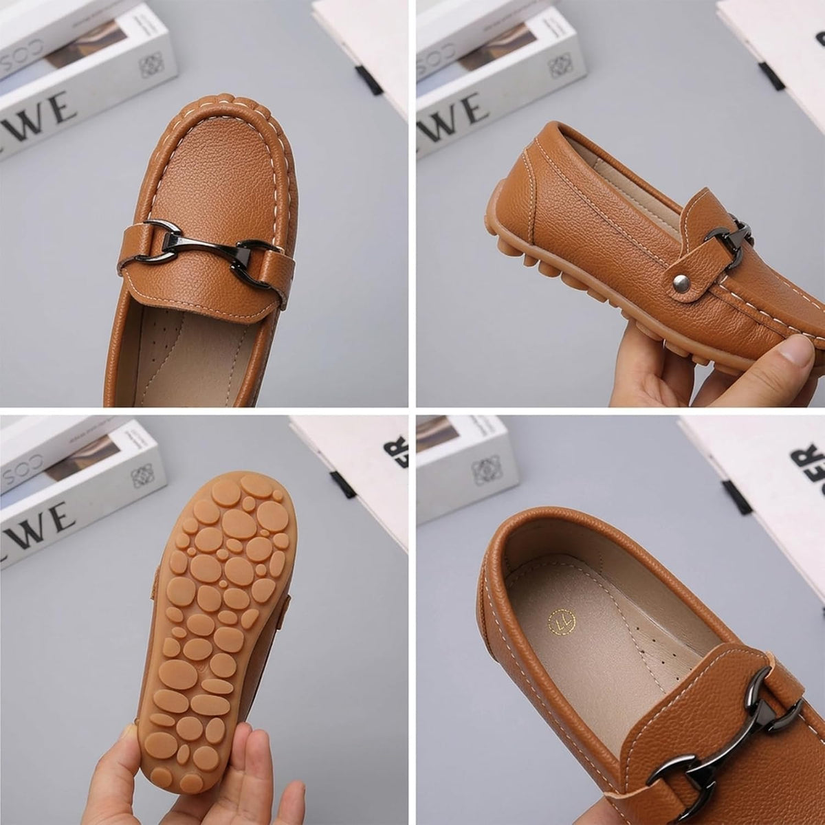 Boys Girls Slip On Loafers Dress Shoes Casual Flat Moccasins