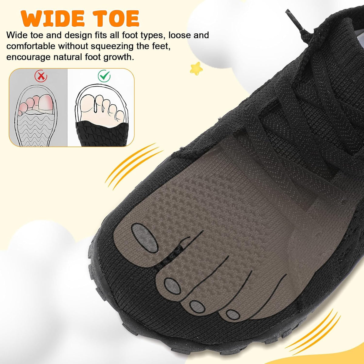 JOINFREE Kids Barefoot Shoes Boys Girls Wide Slip On Shoes Big Kids Breathable Hiking Sneakers Zero Drop Toddler Lightweight Walking Tennis Sneakers Indoor Outdoor