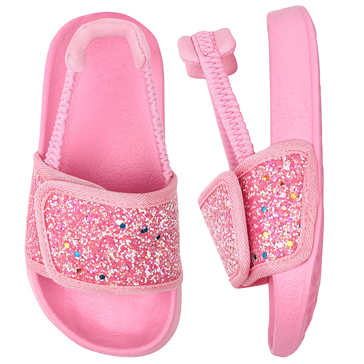 Kids Flip Flops Sandals Toddler Boys Girls Sequin Slides Shower Beach Pool Shoes Slip on Summer Slippers with Back Strap