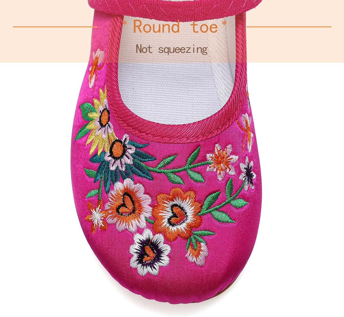 Mary-Jane Flats Shoes Girls Costume Cosplay Dress Up Shoes Floral Embroider