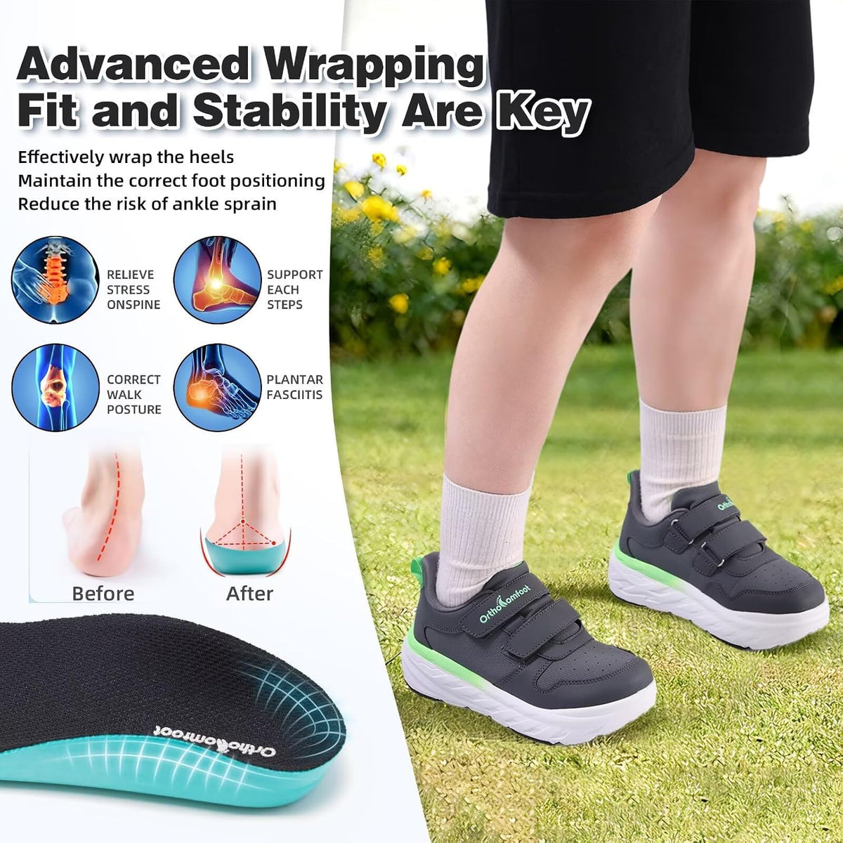 OrthoComfoot Kids Orthopedic Wide Tennis Comfortable Shoes