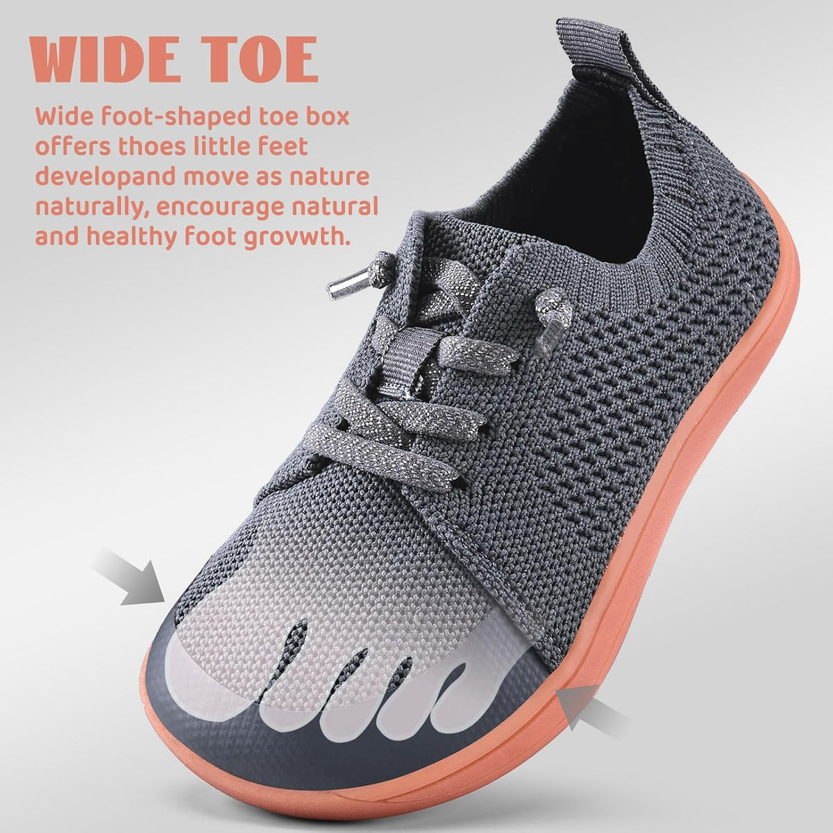 WateLves Toddler Little Kids Wide Barefoot Shoes Boys Girls Minimalist Sneakers Lightweight Breathable Walking Shoes | Naturally Splay | Flexible Fit