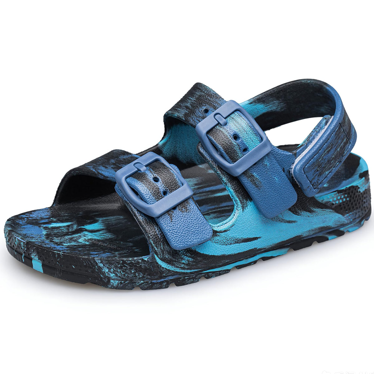 BNV Boys Girls Sandals Unisex Toddler Kids Double Buckle Sandals Comfort Open Toe Adjustable Back Strap Shower Beach Pool Shoes(Toddler/Little Kid/Big Kid)