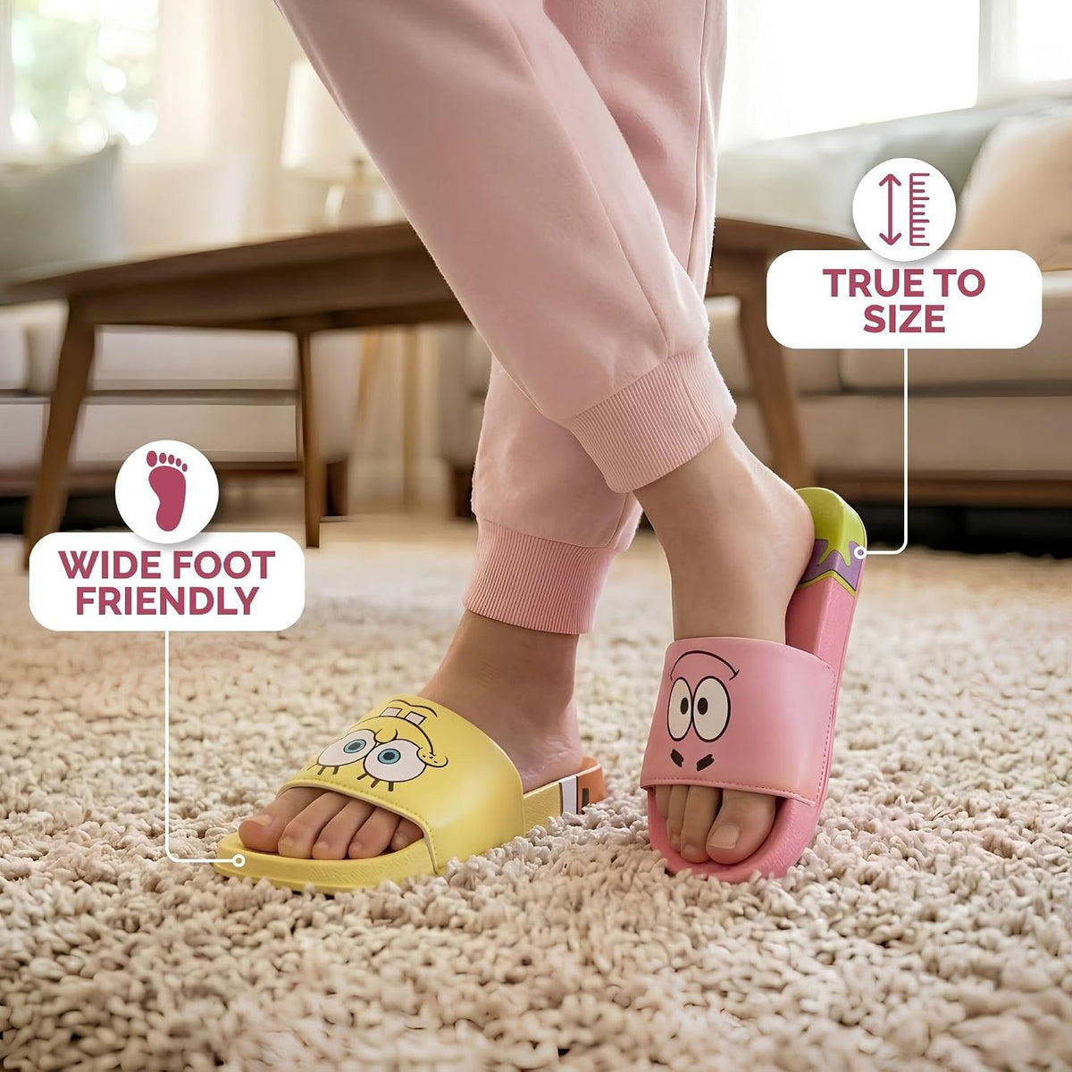 Josmo Spongebob Squarepants Slide Sandals (Little Kid)