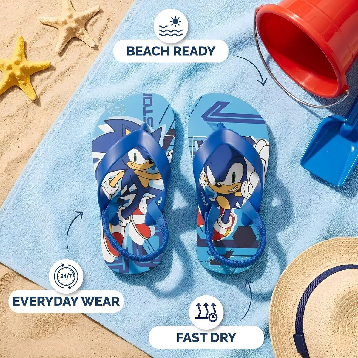 Josmo Kids & Toddler Baby Boys Flip Flops, Mickey Mouse Paw Patrol Sonic Spiderman Monster Jam Minion Beach Sandals, Slip-On Quick Dry Water Shoes For Toddlers And Little Kids (Size 5-10 & 11-13) Summer Sandals
