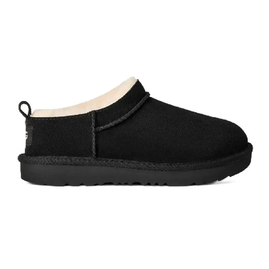 UGG Classic Micro Slip-On Trainers - Kids' Low Top Shoes, Round Toe Slip On Flats, Casual Flat Shoes for Ages 6+ Big & Little Kids (1174410K-BLK)