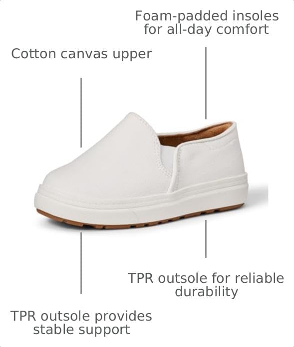 Amazon Essentials Unisex Kids and Toddlers' Canvas Slip-on Sneakers