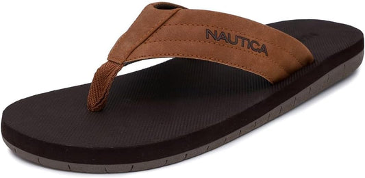 Nautica Men's Flip Flop Shower Sandals Slides - Comfortable Waterproof Beach Footwear Slip-On Thong (Medium/Wide Width)