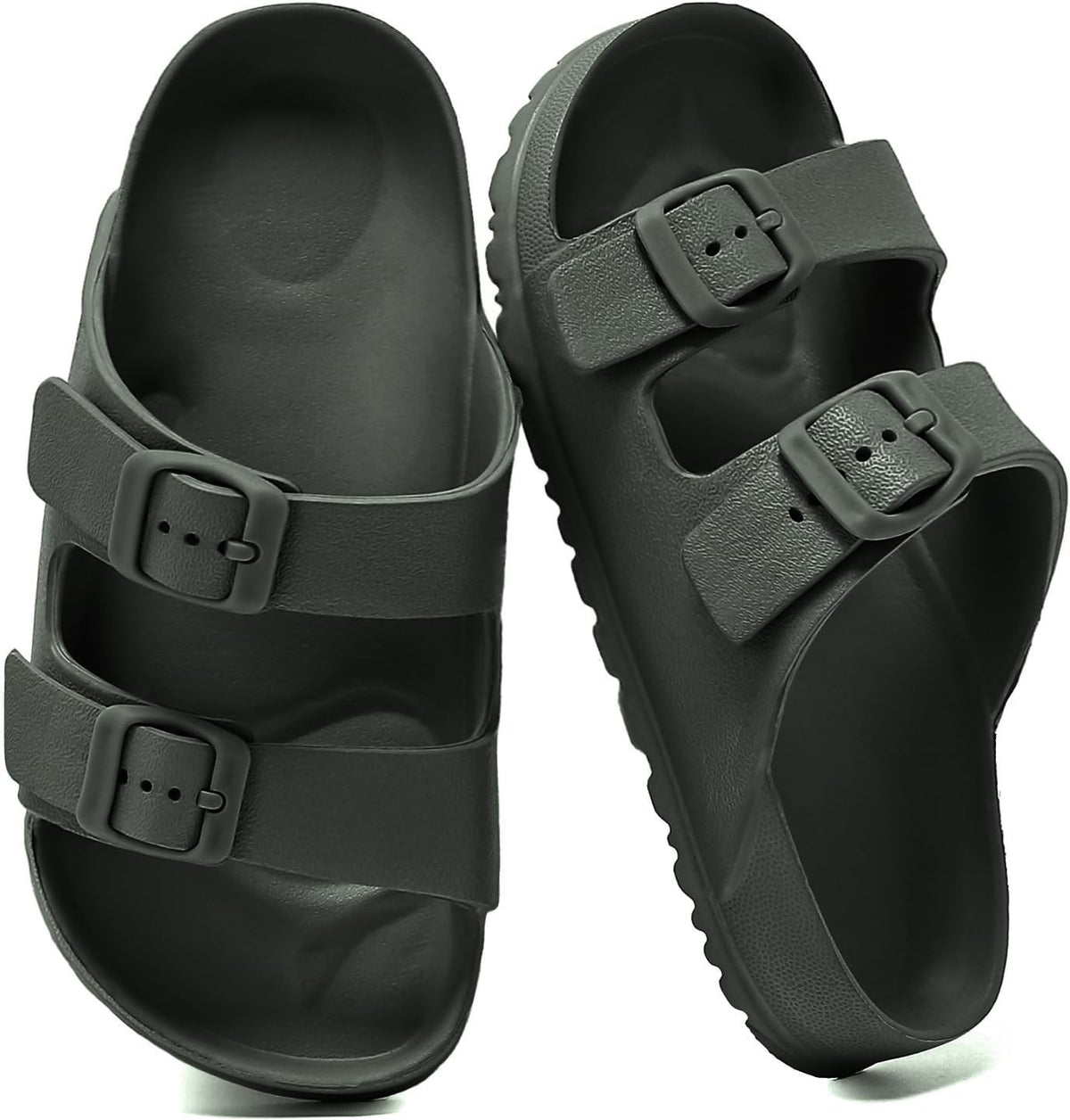 YUHITYGZGS Boys Slide Sandals for Kids – Double Buckle Adjustable Summer Sandals for Boys & Girls, Backless Comfort Shoes for Beach, Pool, Shower & Outdoor Play