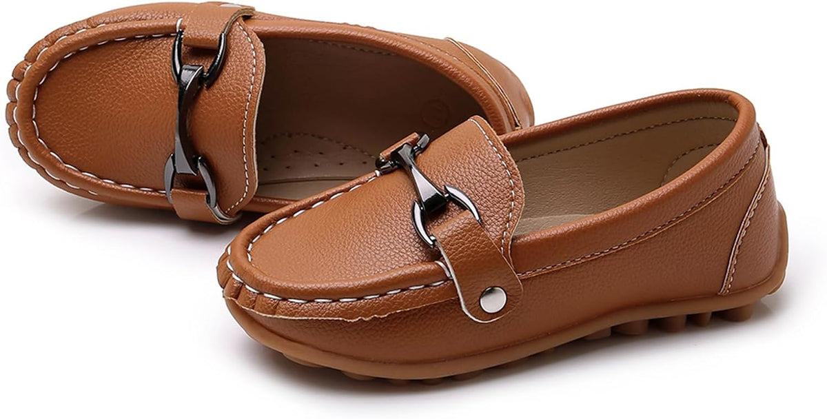 Boys Girls Slip On Loafers Dress Shoes Casual Flat Moccasins