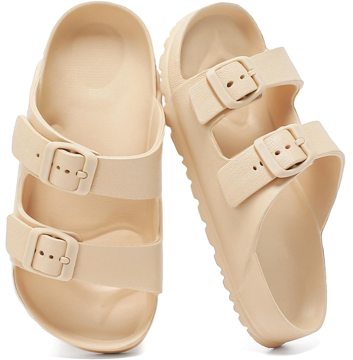 YUHITYGZGS Boys Slide Sandals for Kids – Double Buckle Adjustable Summer Sandals for Boys & Girls, Backless Comfort Shoes for Beach, Pool, Shower & Outdoor Play