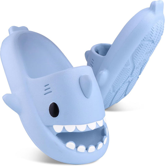 Kids Shark Slides丨Pillow Shower Sandals Quick Dry Slippers丨Toddler Boys Girls Comfy Cloud Slides丨Summer Non-Slip Thick Sole Beach Pool shoes