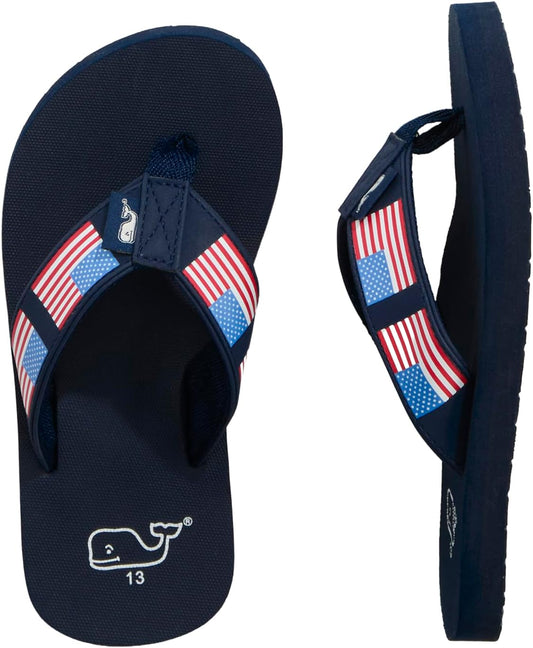 vineyard vines Boys' Flag Foam Flip Flops (Little Kid/Big Kid)