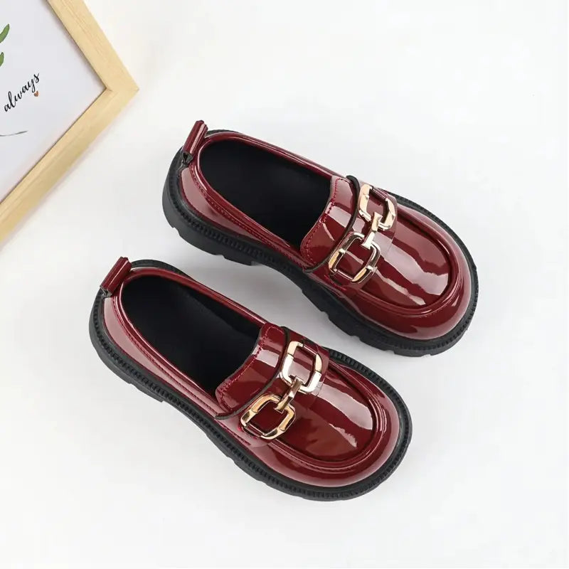 Youth Fashion Metal Buckle Casual Loafers - Comfortable Shoes for Boys and Girls Suitable for All Seasons