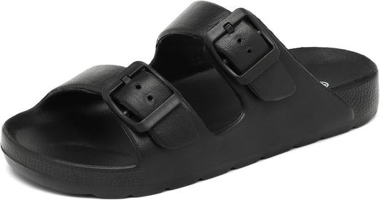 INMINPIN Boys Girls Double Buckle Slide Sandals Comfort Beach Pool Shower Slippers Adjustable Indoor Outdoor Little Kid/Big Kid