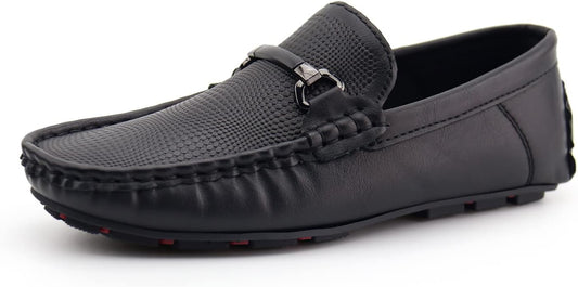 JABASIC Kids Penny Loafer Casual Slip-On Moccasin Flats Boys Dress Shoes