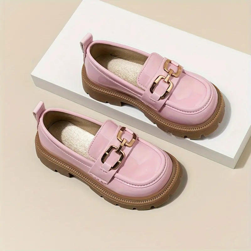 Youth Fashion Metal Buckle Casual Loafers - Comfortable Shoes for Boys and Girls Suitable for All Seasons