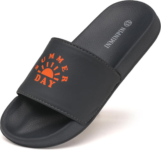 INMINPIN Kids Boys Girls Slides Sandals Beach Pool Shower Shoes