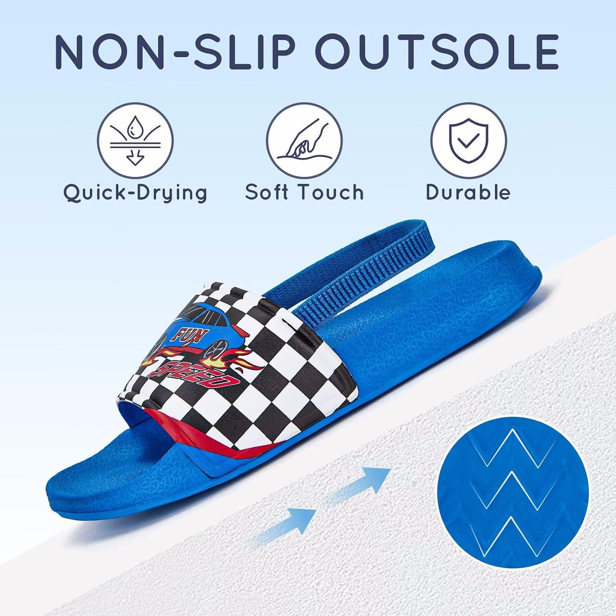 FUNCOO PLUS Kids Slide Toddler Boys Sandals for Beach