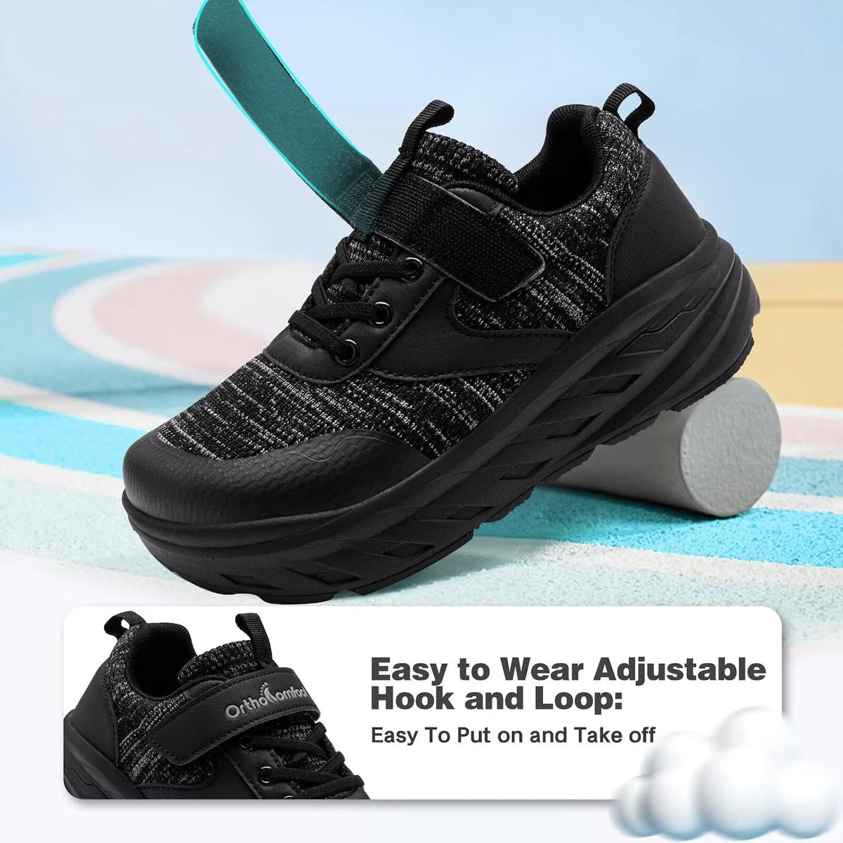Boys Girls Kids Orthopedic Tennis Shoes: Wide Toe Box Comfortable Casual Plantar Fasciitis Arch Support Athletic Running Sneakers, Orthotic School Sports Walking Shoes for Foot and Pain Relief