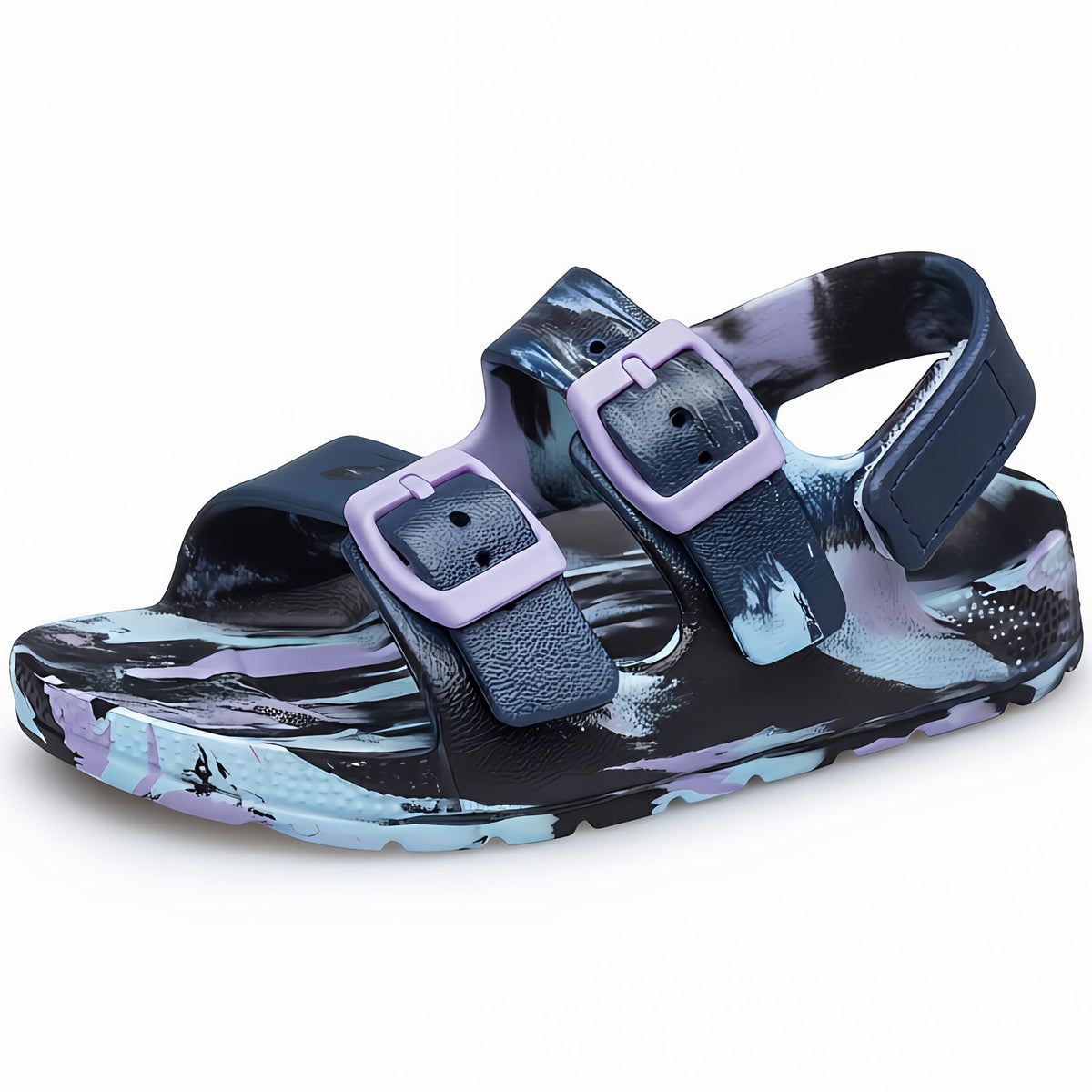 BNV Boys Girls Sandals Unisex Toddler Kids Double Buckle Sandals Comfort Open Toe Adjustable Back Strap Shower Beach Pool Shoes(Toddler/Little Kid/Big Kid)