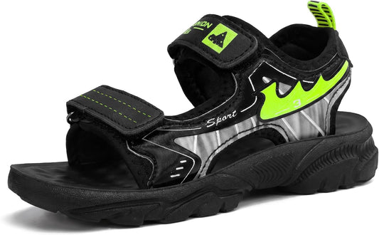Haloumoning Boys Sandals Double Adjustable Strap Open Toe Sandals Summer Fashion Lightweight Beach Shoes