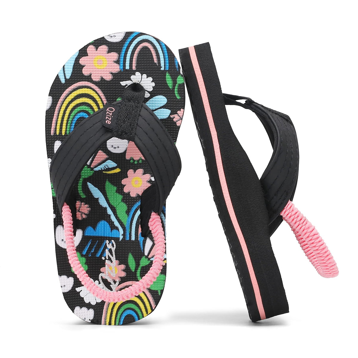 Kids Flip Flops with Adjustable Back Strap Glitter EVA Thong Sandals