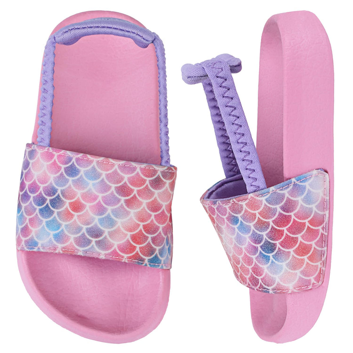 Kids Flip Flops Sandals Toddler Boys Girls Sequin Slides Shower Beach Pool Shoes Slip on Summer Slippers with Back Strap