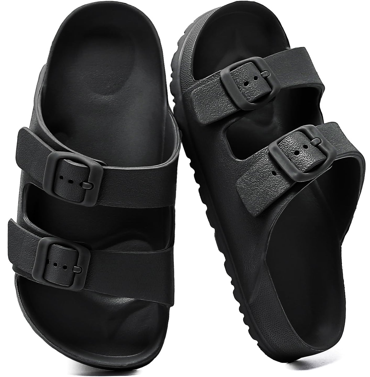 YUHITYGZGS Boys Slide Sandals for Kids – Double Buckle Adjustable Summer Sandals for Boys & Girls, Backless Comfort Shoes for Beach, Pool, Shower & Outdoor Play