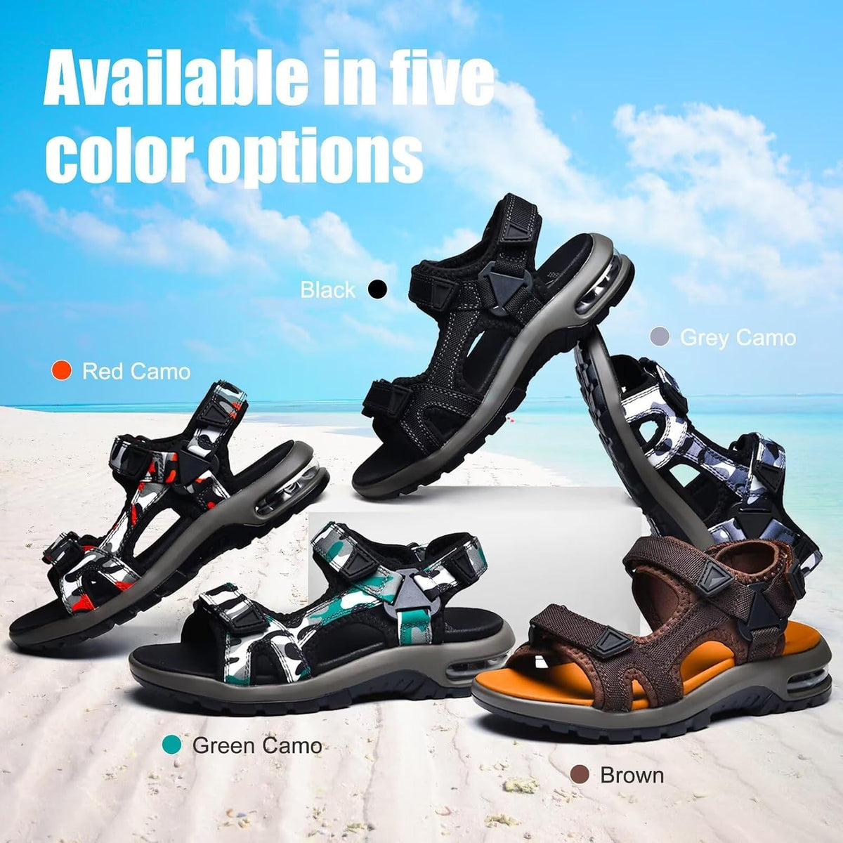visionreast Boys Sandals Camouflage Print Kids Fashion Sport Sandals Outdoor Sandal Athletic Casual Sandals Beach Shoes