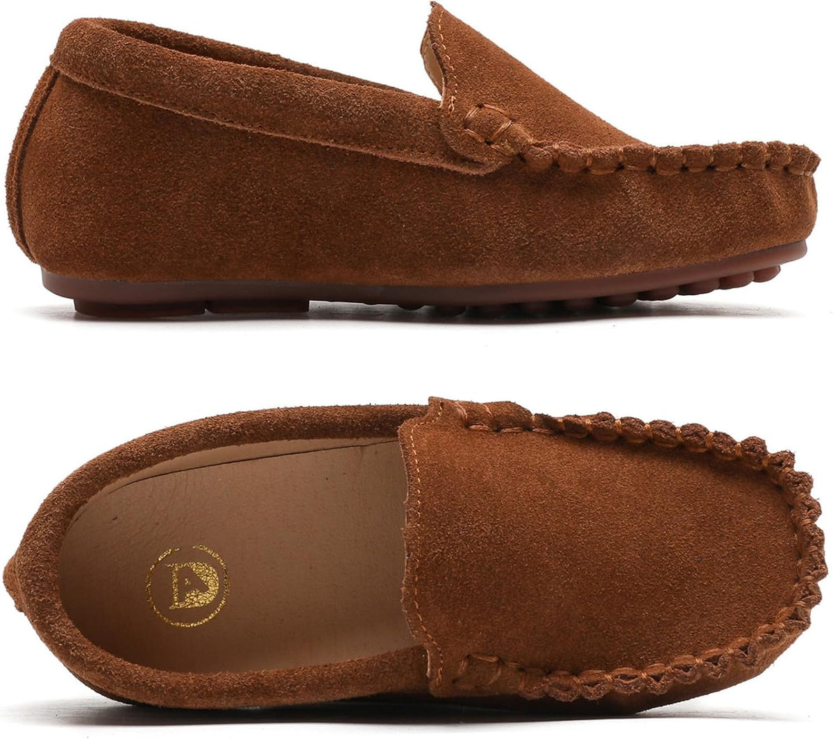DADAWEN Toddler Little Kid Boys Girls Soft Suede Leather Slip On Flat Boat Dress Shoes Wedding Church Oxford Shoes Loafers
