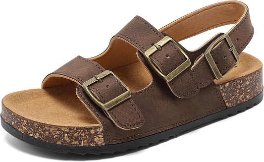 Kids Sandals for Boys and Girls, Cork Footbed with Double Buckles