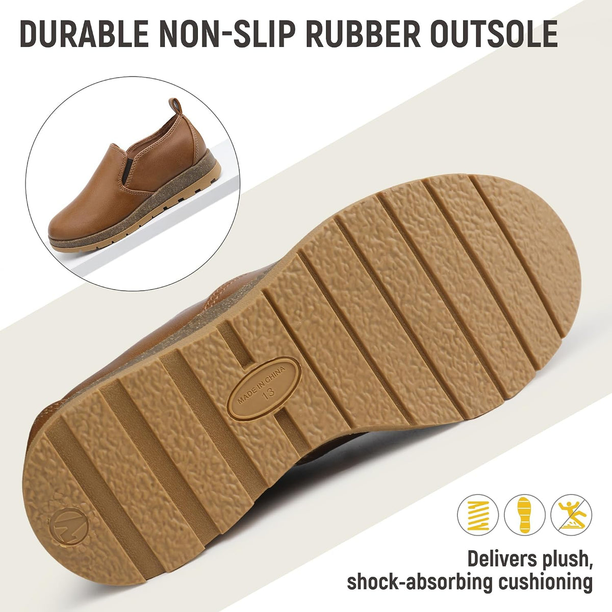 Boys Slip On Loafers Casual Dress Sneakers Shoes Cork Footbed Non Slip Rubber Sole for Little/Big Kids