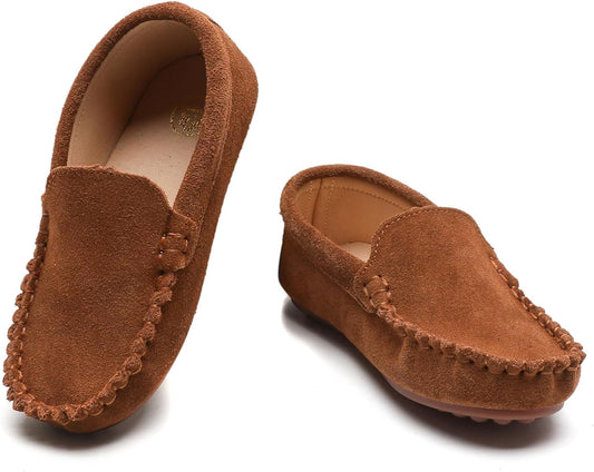 DADAWEN Toddler Little Kid Boys Girls Soft Suede Leather Slip On Flat Boat Dress Shoes Wedding Church Oxford Shoes Loafers