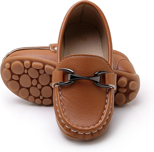 Boys Girls Slip On Loafers Dress Shoes Casual Flat Moccasins