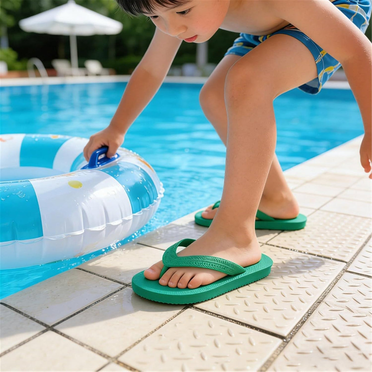 Kids Solid Flip Flops Toddler Summer Thong Sandals Little Boy House Slippers Non-Slip Lightweight Beach Pool Shoes