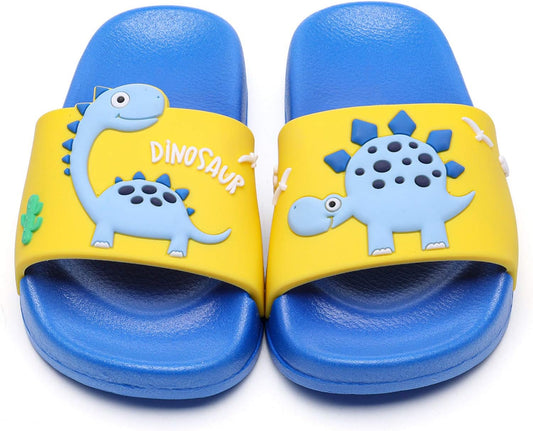 MEMON Toddler Little Kids Dinosaur Beach/Pool/Shower Slides/Anti-Skid Home Bath Slippers/Cute Summer Outdoor Shoes for Girls and Boys